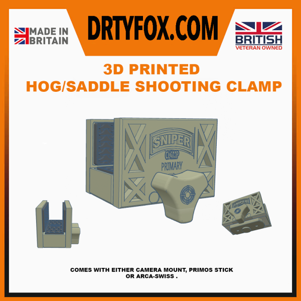 Shooting Clamp, Rifle Cradle, Hog/Pig Saddle, Tripod or Primos Stick Primary