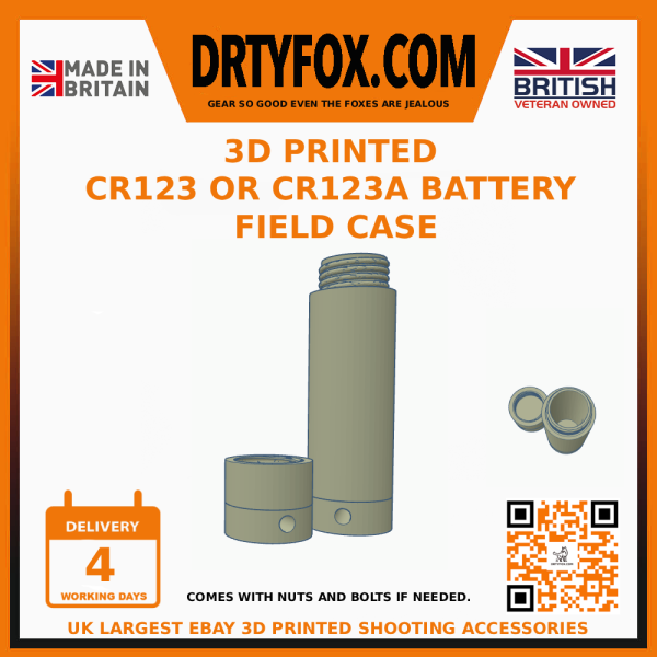 3D Printed CR123A CR123 Battery Holder Box Container X2 Case Storage
