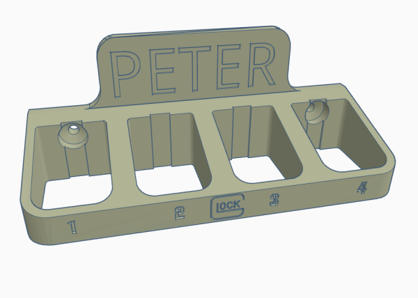Personalised Glock Magazine Storage Rack for 9mm 4 Magazines, Black - Image 2