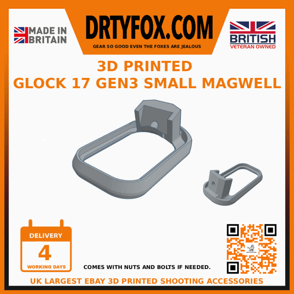 3D Printed SMALL Magwell Adapter for Glock 17 Gen3/4