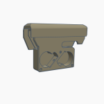 3D model of a mechanical component with two circular openings and a flat top surface.