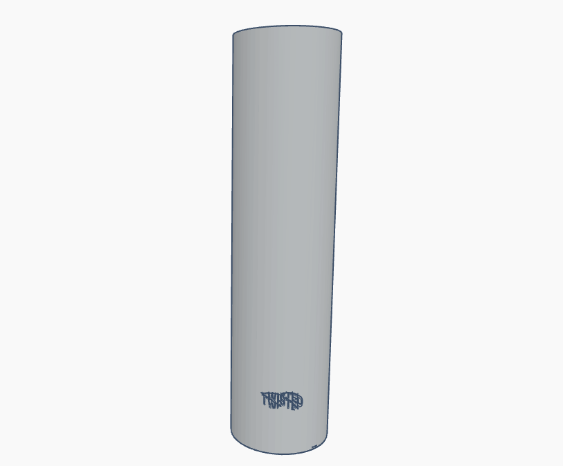 A cylindrical container with a simple design and a logo at the base, rendered in a 3D style.